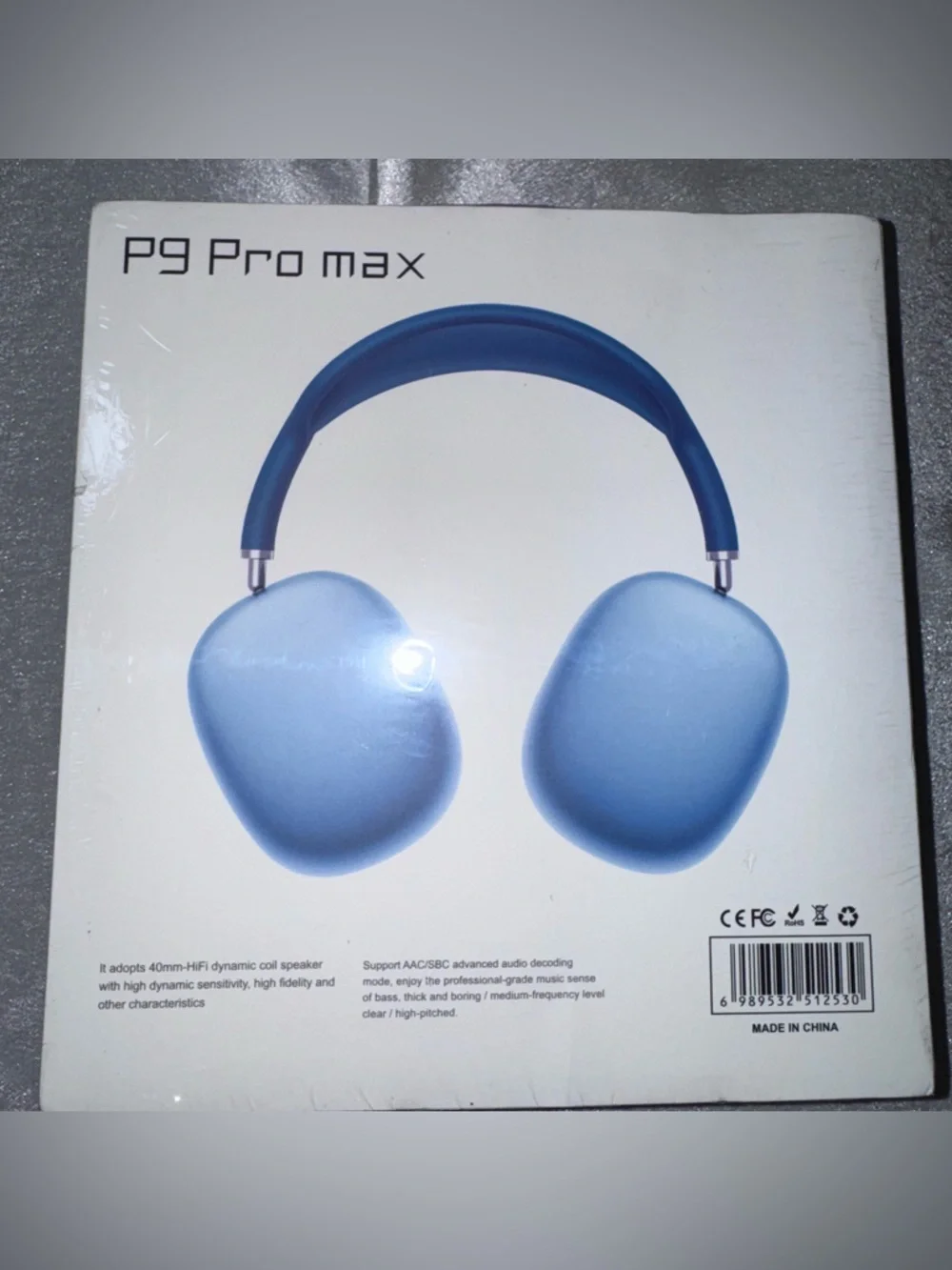 P9 Pro Max Over-Ear Wireless Headphones in Blue, NEW - Picture 15 of 15